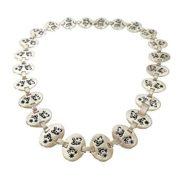 Vintage Kokopelli Necklace 925 Sterling Silver Plated Oval Link Mexico Southwest - Picture 1 of 9